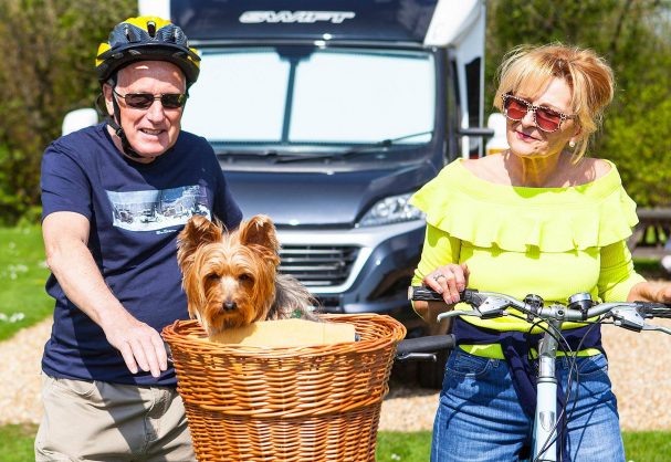 couple next to motorhome at south lytchett