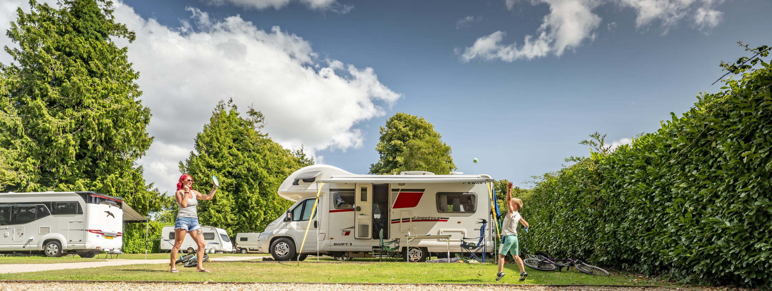 Spacious motorhome pitches with access to five star amenities