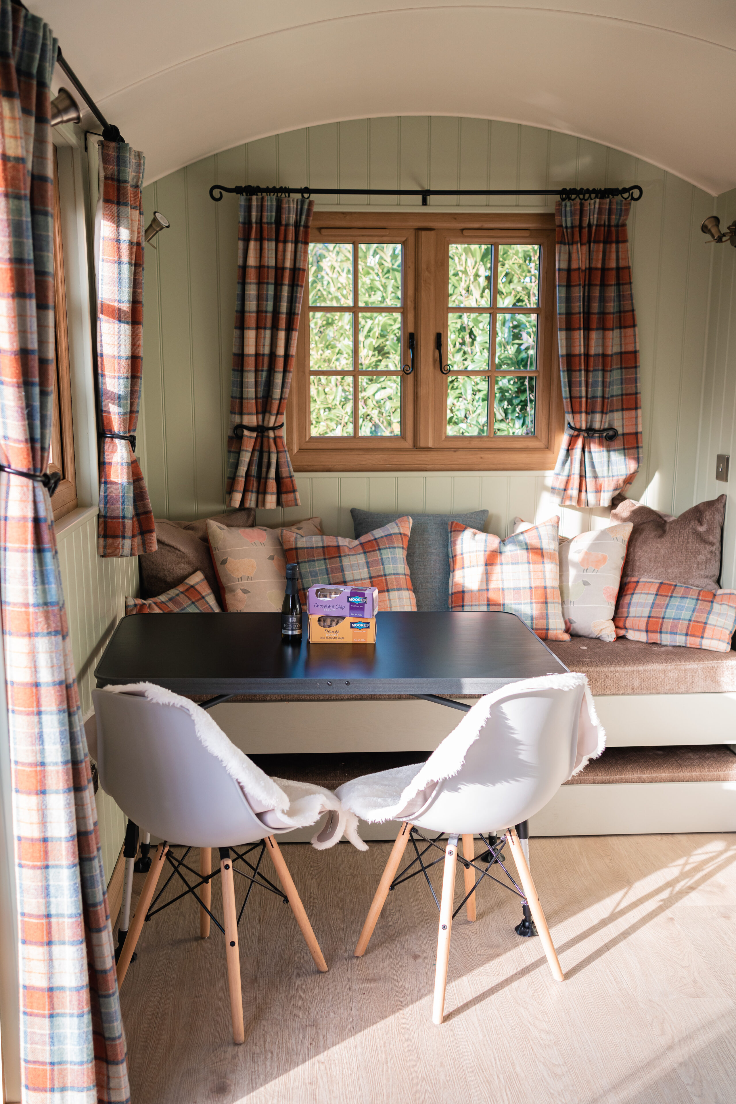 South Lytchett Manor Shepherds Hut cosy interior
