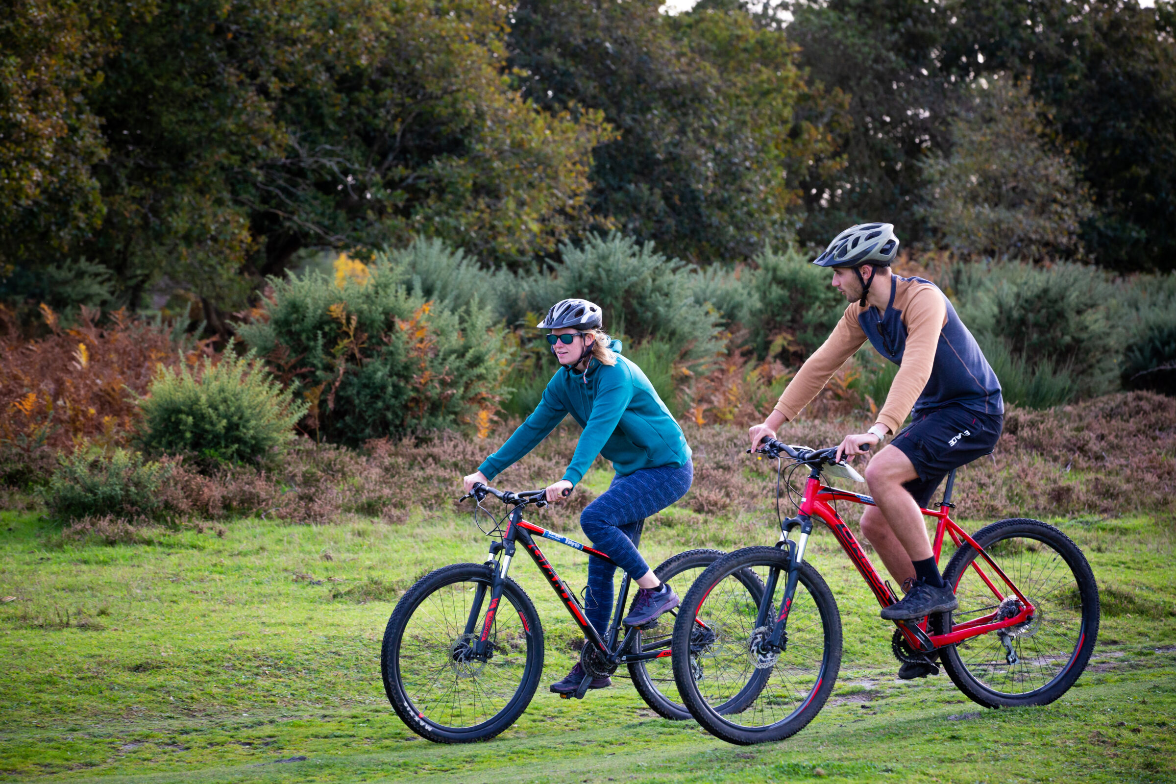 Two cyclists on a bridleway from Purbeck towards Swanage, Dorset