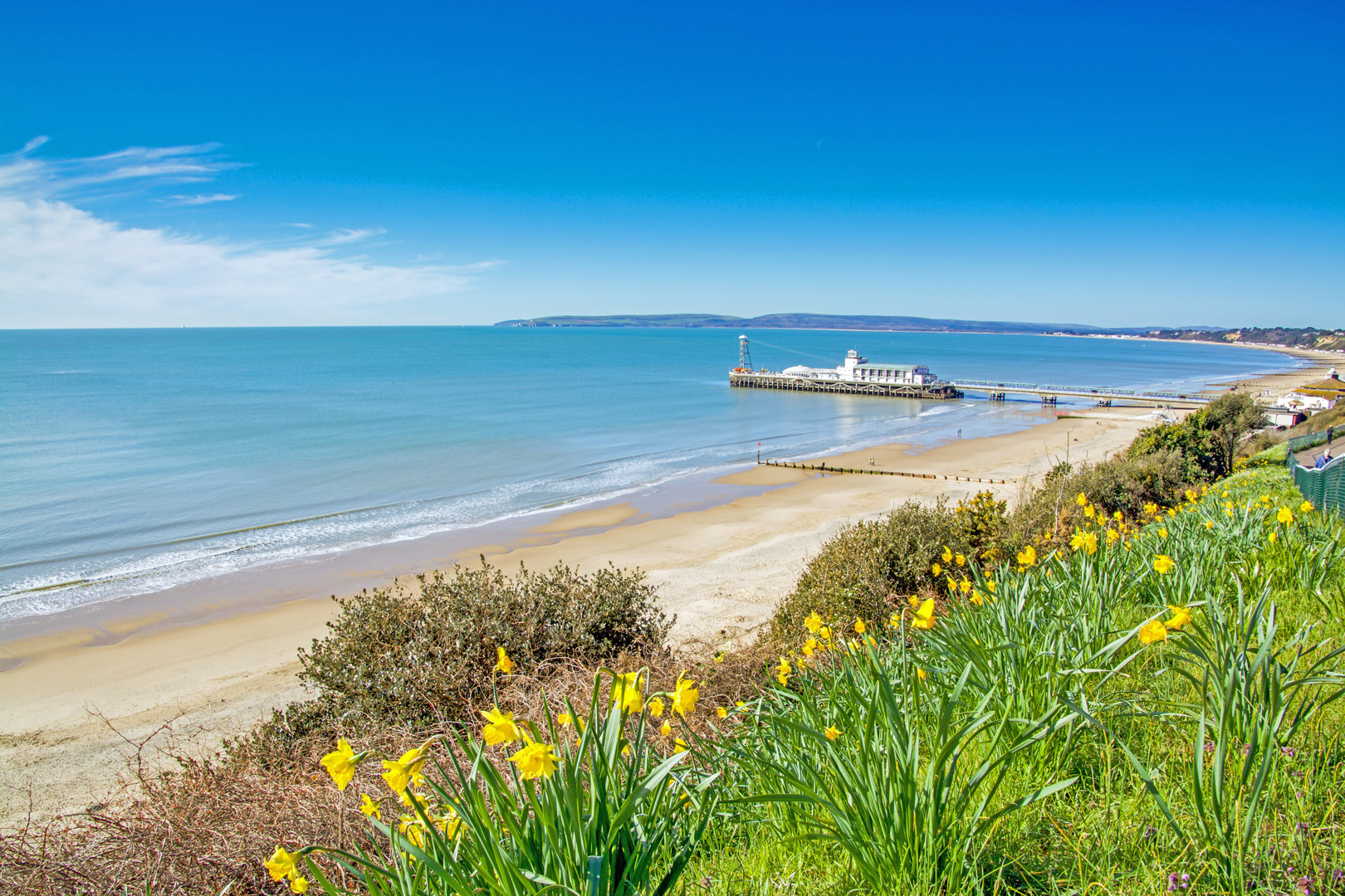 Seven miles of golden sand at Bournemouth Beach