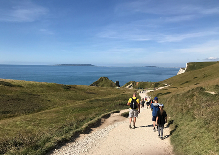 Walkers near Durdle Door Dorset
